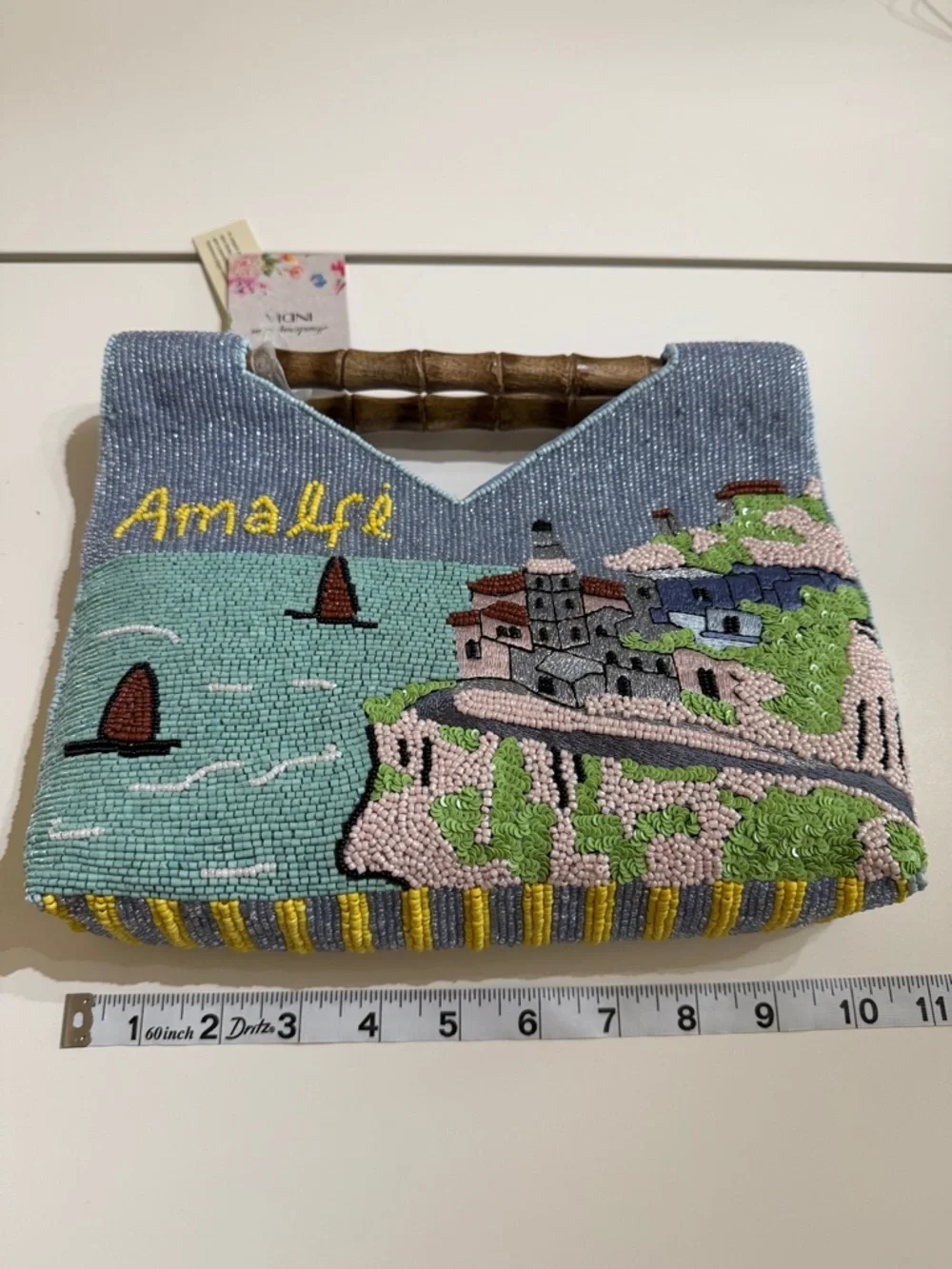 Handcrafted In India | Amalfi Southern Italy Beaded Top Handle Clutch 🇮🇹🍷 - Picture 10 of 12